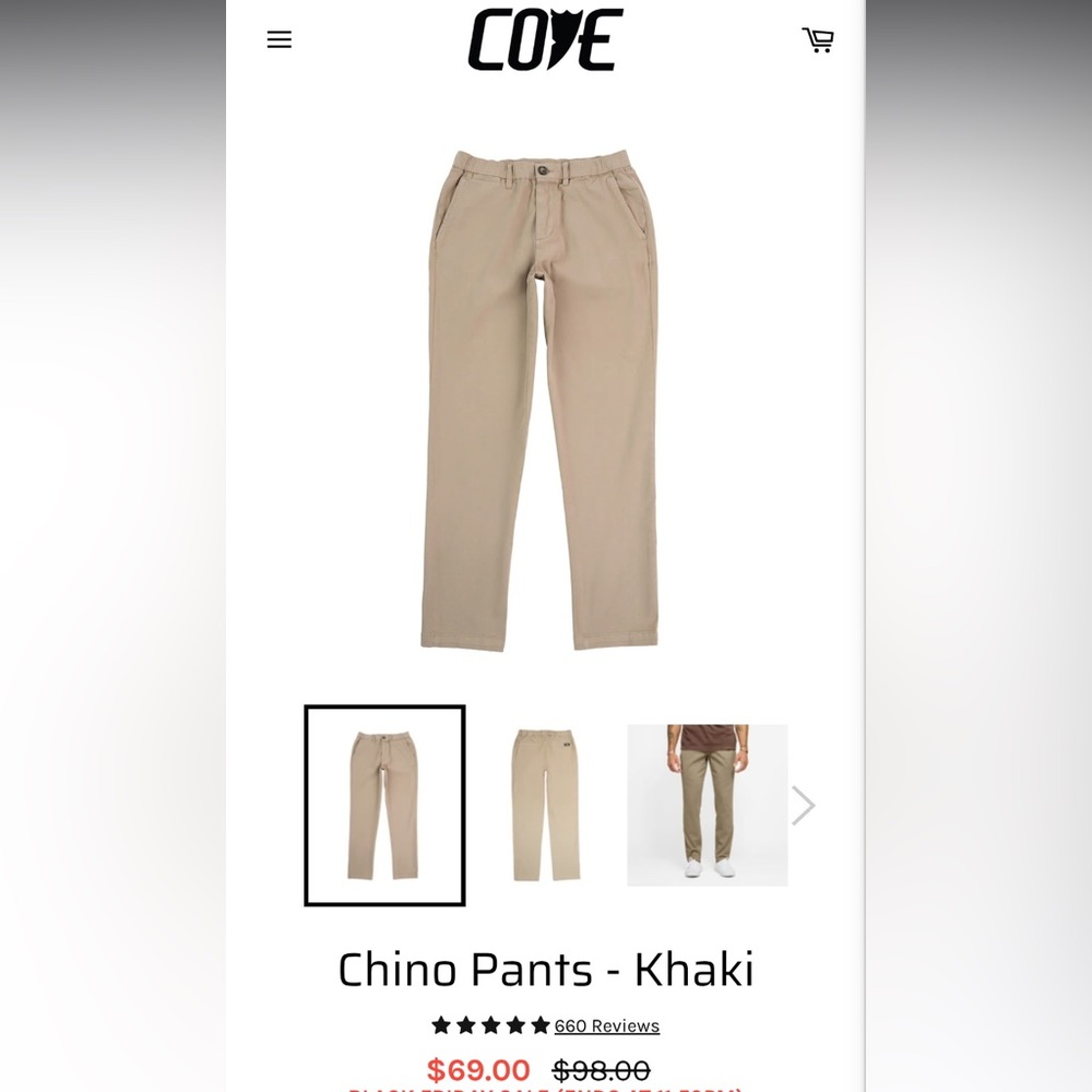 Cove Khaki Elastic Waist Pants